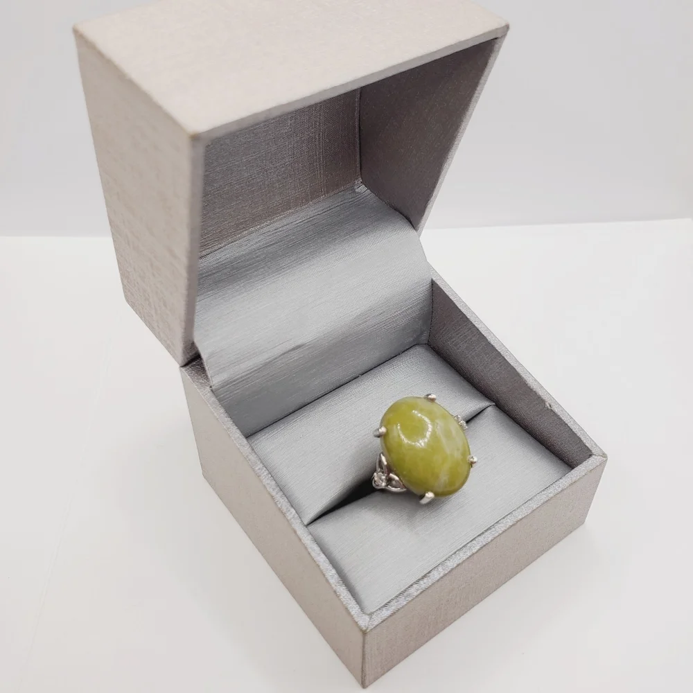 Connemara Marble & Moissanite Platinum | 925 Sterling Silver Statement Ring